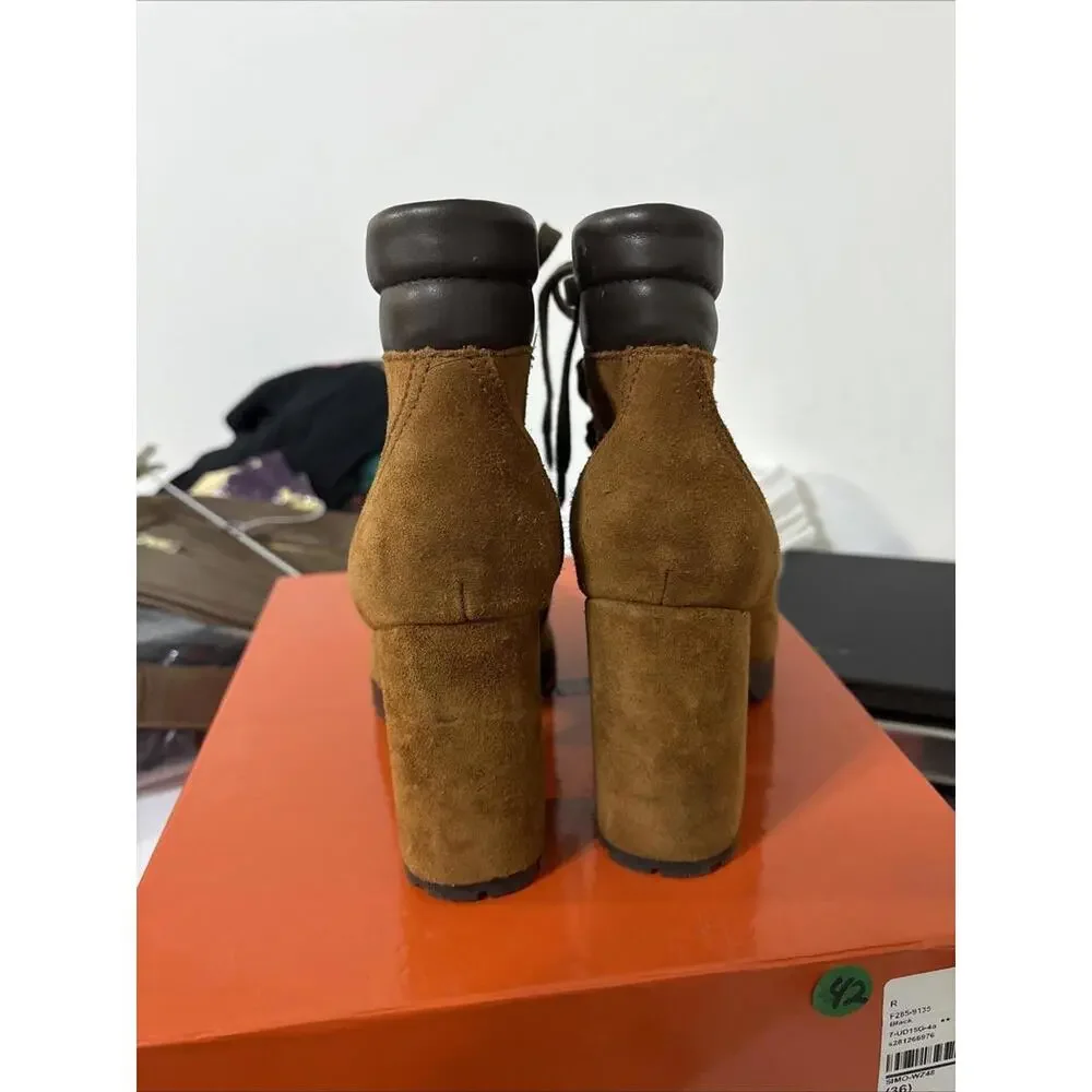 Sam Edelman Carolena Brown‎ Suede Lace Up Ankle Hiker Booties Women’s Size 7.5